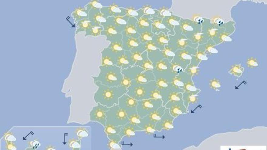Cielos poco nubosos salvo al norte de Canarias
