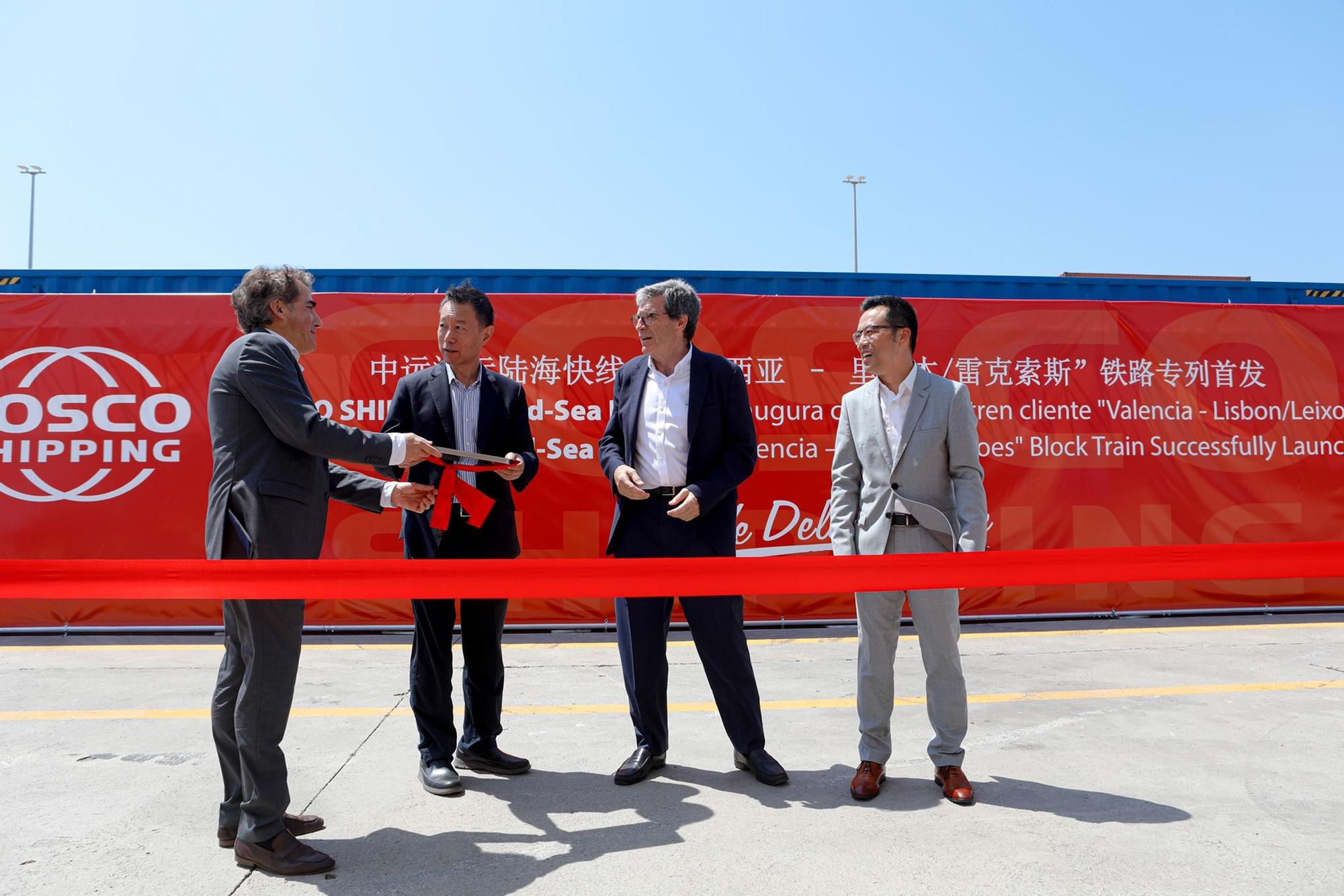 Inauguración del tren del Puerto de València a Lisboa