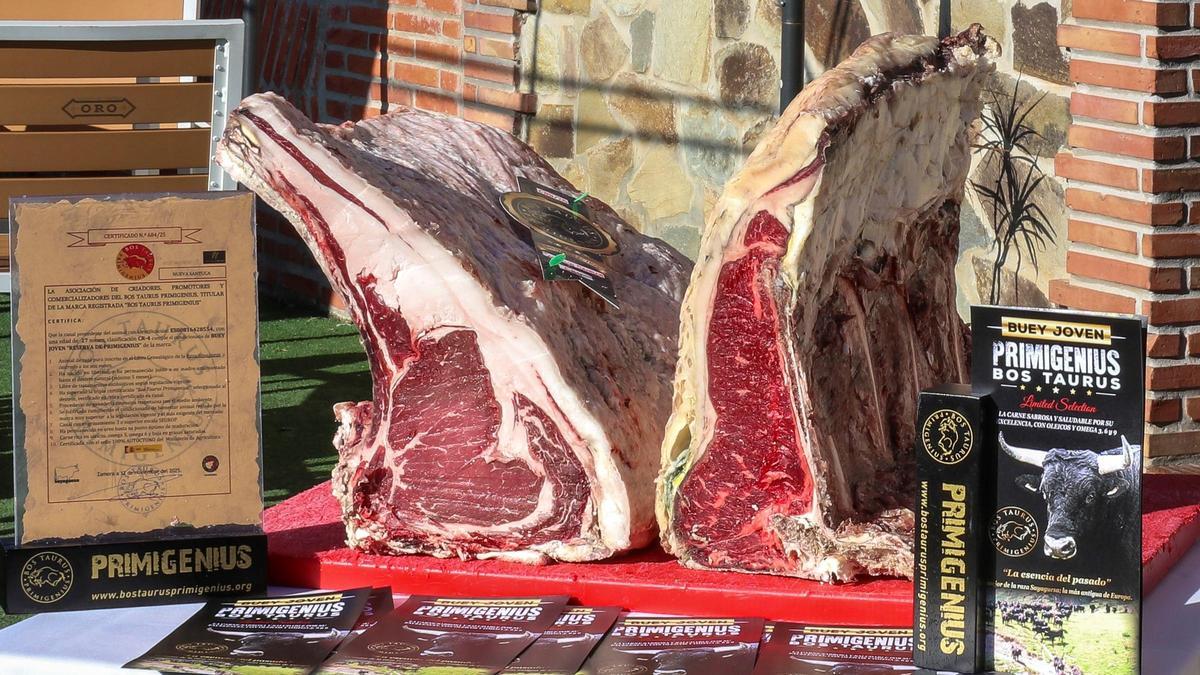Un par de cortes de carne de la raza bovina originaria de la comarca del Sayago, en Zamora, considerada una de las más antiguas de la Península.