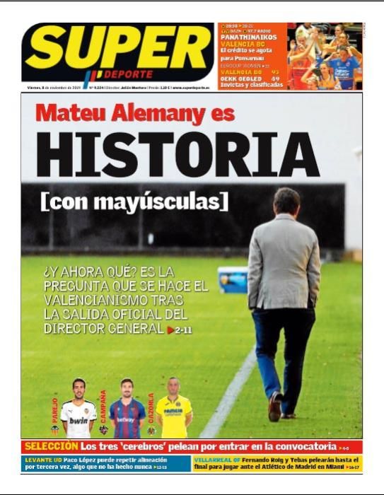 Las portadas deportivas de este viernes 08/11/2019