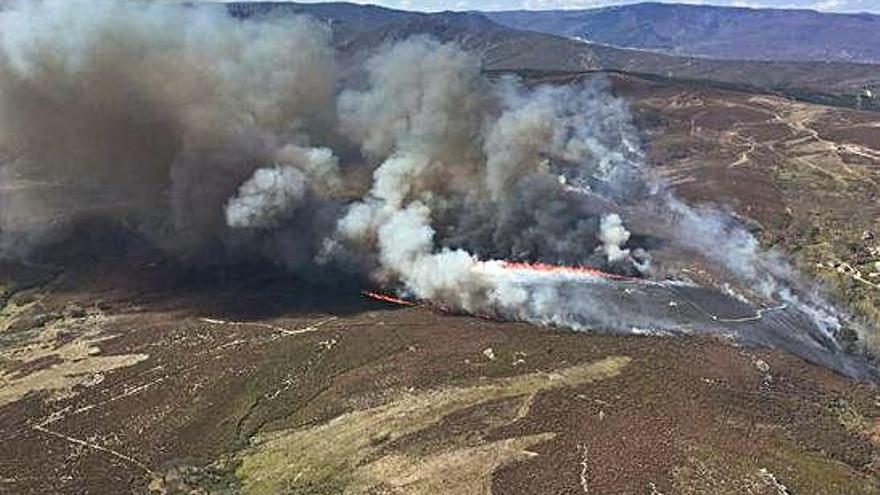 El incendio de Santa Cruz de Abranes visto desde el aire.