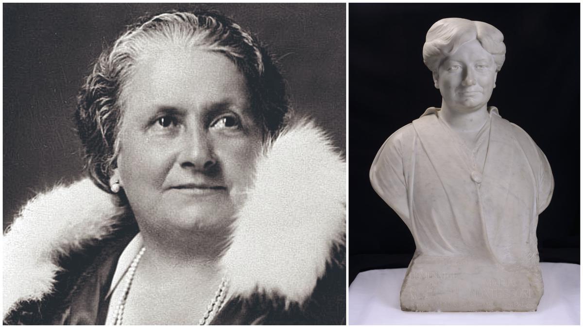 La pedagoga italiana Maria Montessori, inmortalizada en un busto que le regalaron sus alumnos de Barcelona en 1916