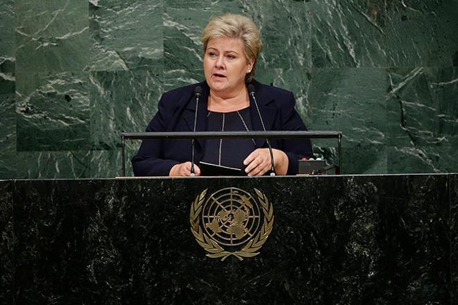 La primera ministra Erna Solberg