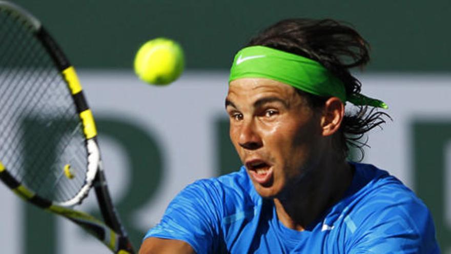 Rafa Nadal durante un partido en Indian Wells.