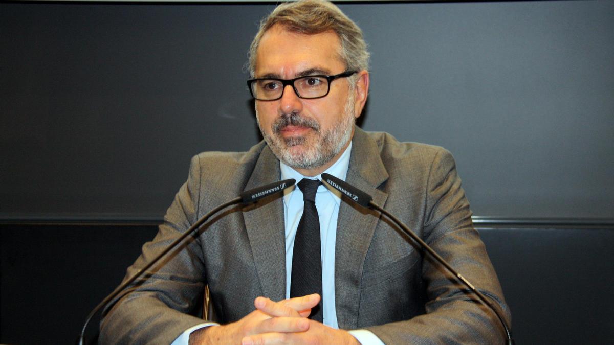 El president executiu de la companyia, Marc Puig, durant la roda de premsa de l'empresa Puig del 14 d'abril de 2016