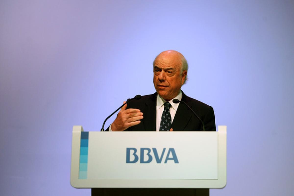 El president del BBVA, Francisco González, en la presentació de resultats del 2012, a Madrid.