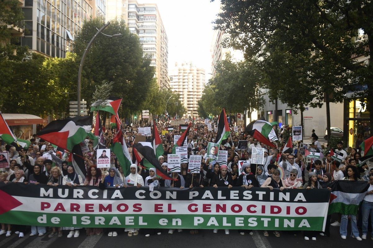 La manifestación de Murcia a favor de Gaza, en imágenes
