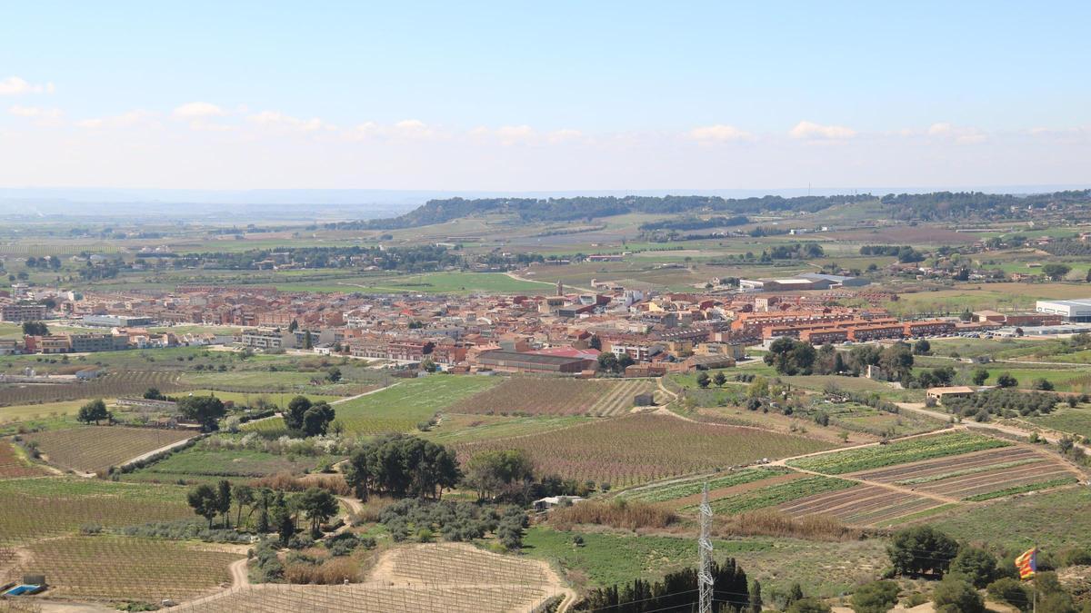 El municipi d'Alpicat vist des de l'aire.