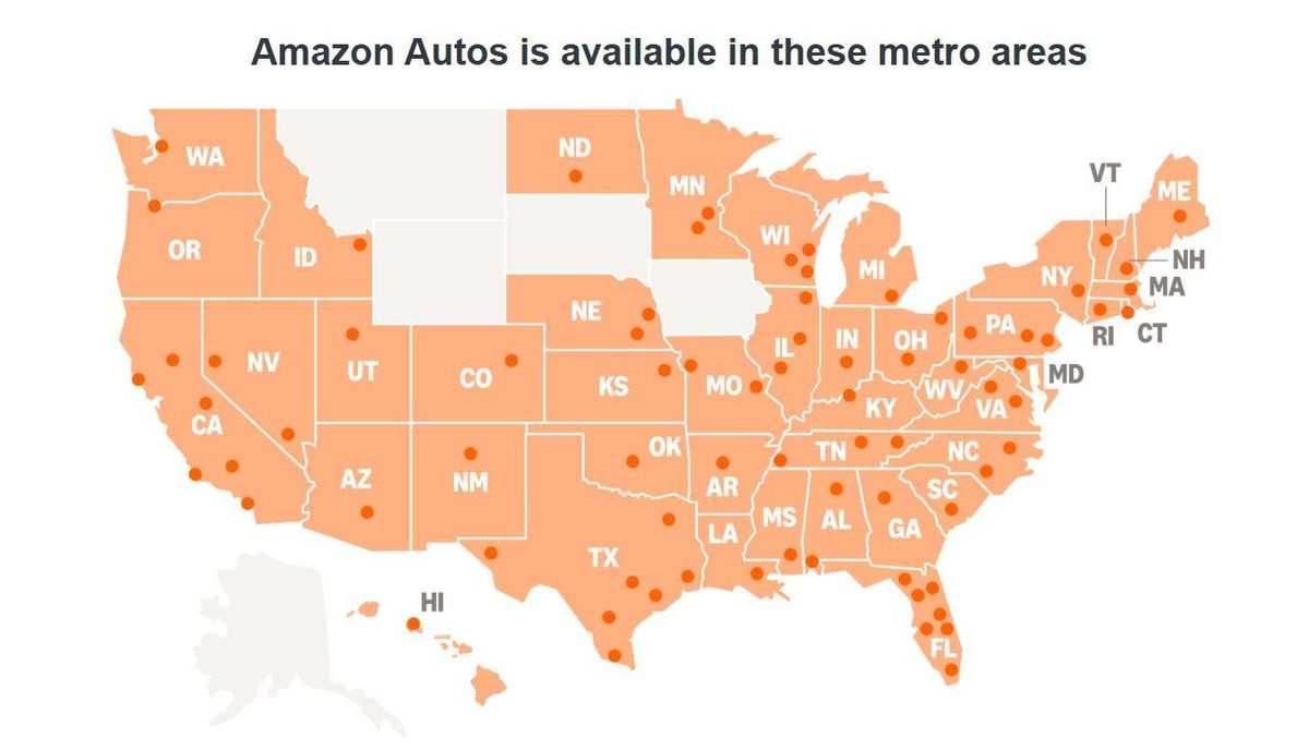 Amazo Autos está activo en estos estados.