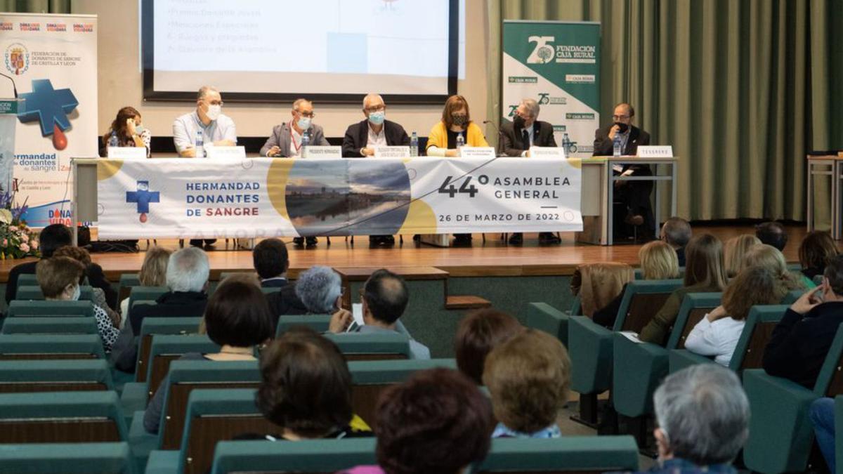 Asamblea de los donantes de sangre en el paraninfo del Colegio Universitario de Zamora.