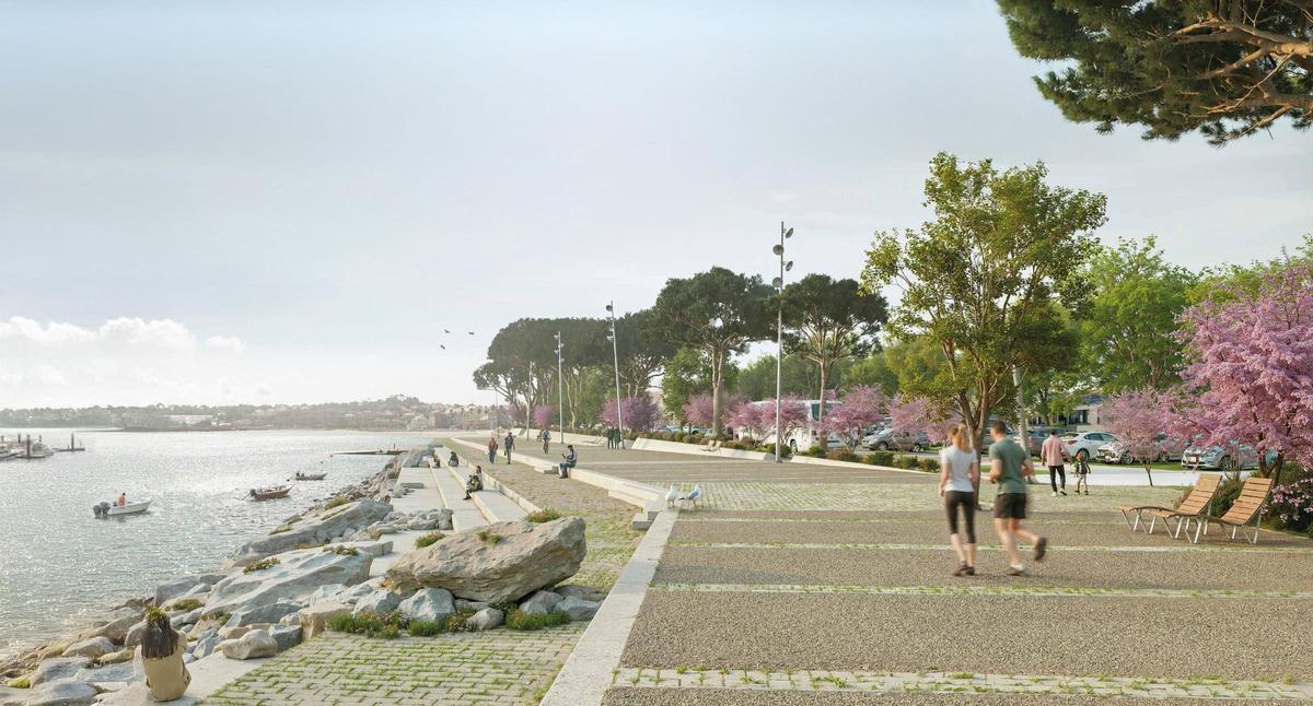 Imagen virtual que recrea la actuación propuesta para reformar la fachada marítima de A Pobra.