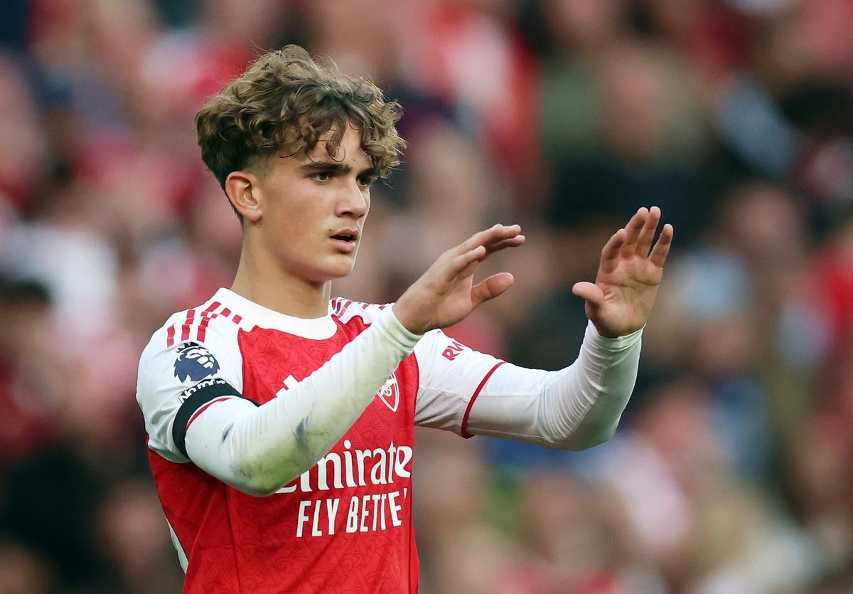 El joven jugador del Arsenal Max Dowman durante el partido de la Premier League que han jugado Arsenal FC y Leeds United en el Emirates Stadium en Londres, Reino Unido. EFE/EPA/ANDY RAIN