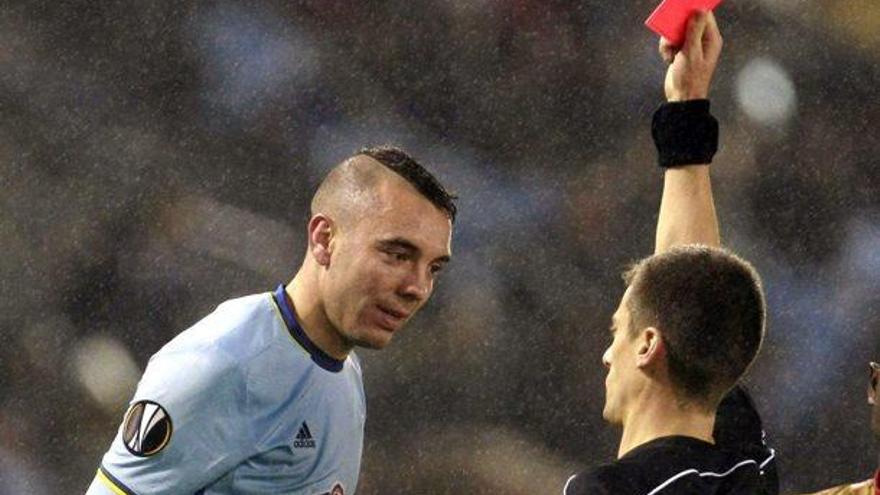 Iago Aspas va marcar a Vigo abans de ser expulsat.