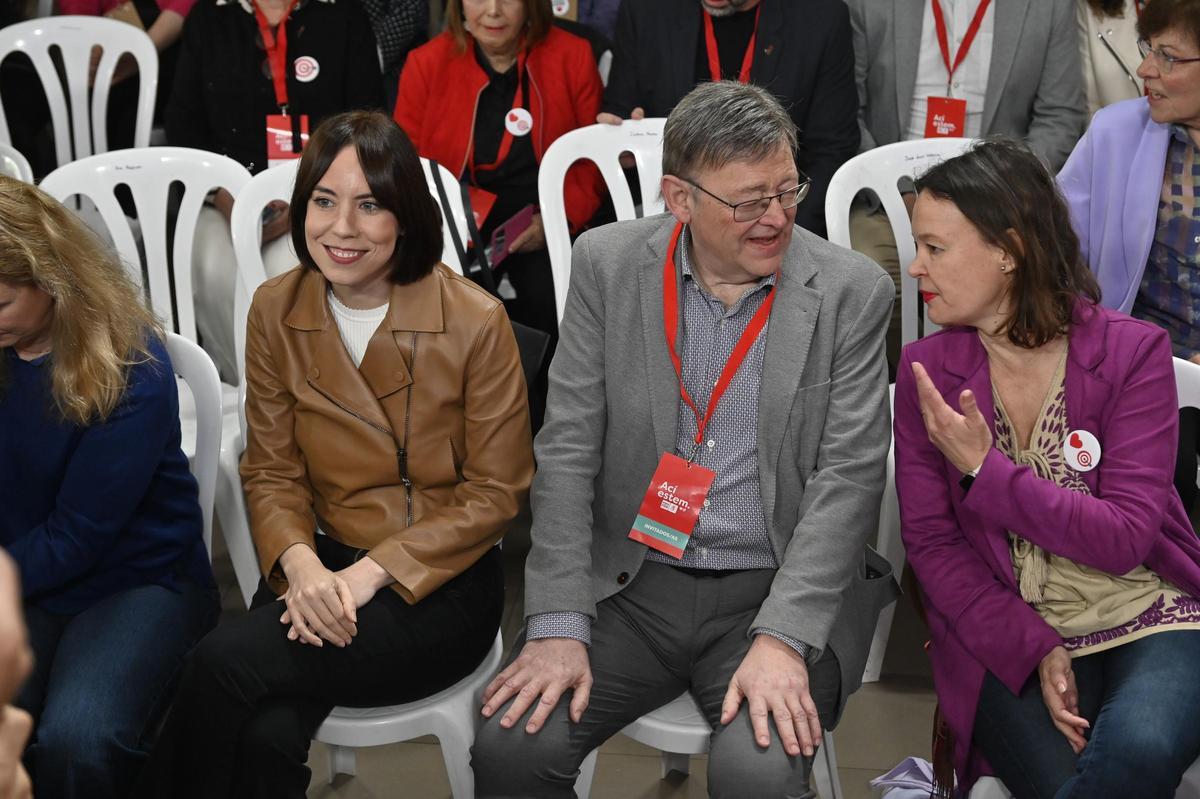 Morant, Puig y Pajín durante el acto de clausura del congreso del PSPV en Benicàssim.