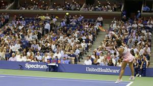 Carla Suárez, durante su partido de cuartos en el Abierto de EEUU.