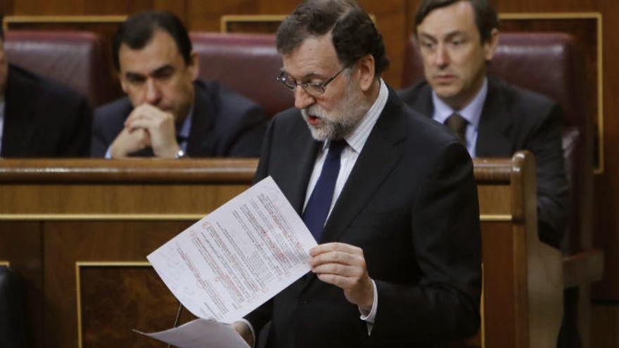 Rajoy esta mañana durante una de sus intervenciones