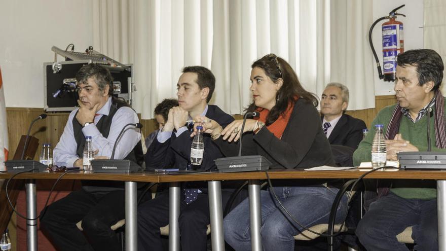 Juan Carlos López, primero por la izquierda, pensativo durante la sesión plenaria de investidura de Juan Dúo el pasado martes.