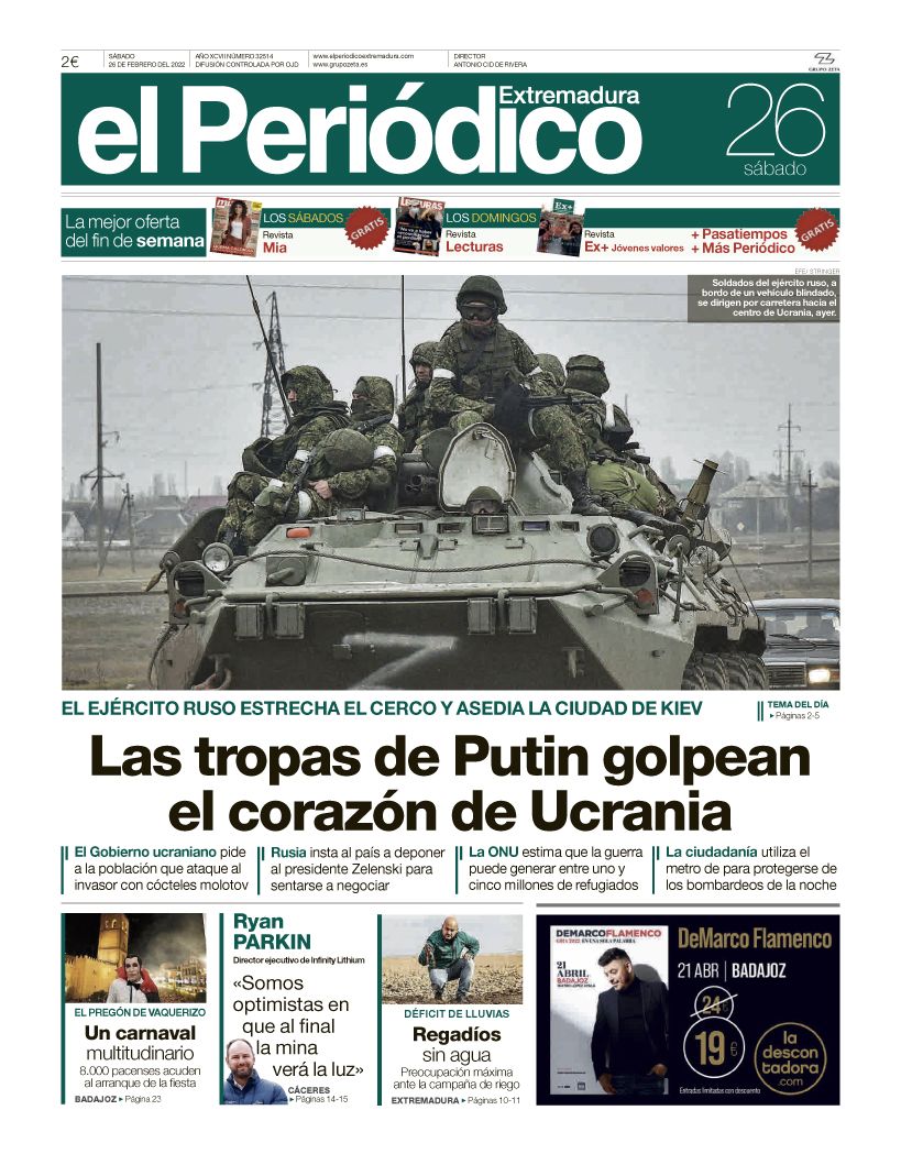 Consulta la portada correspondiente al día 26 de febrero del 2022