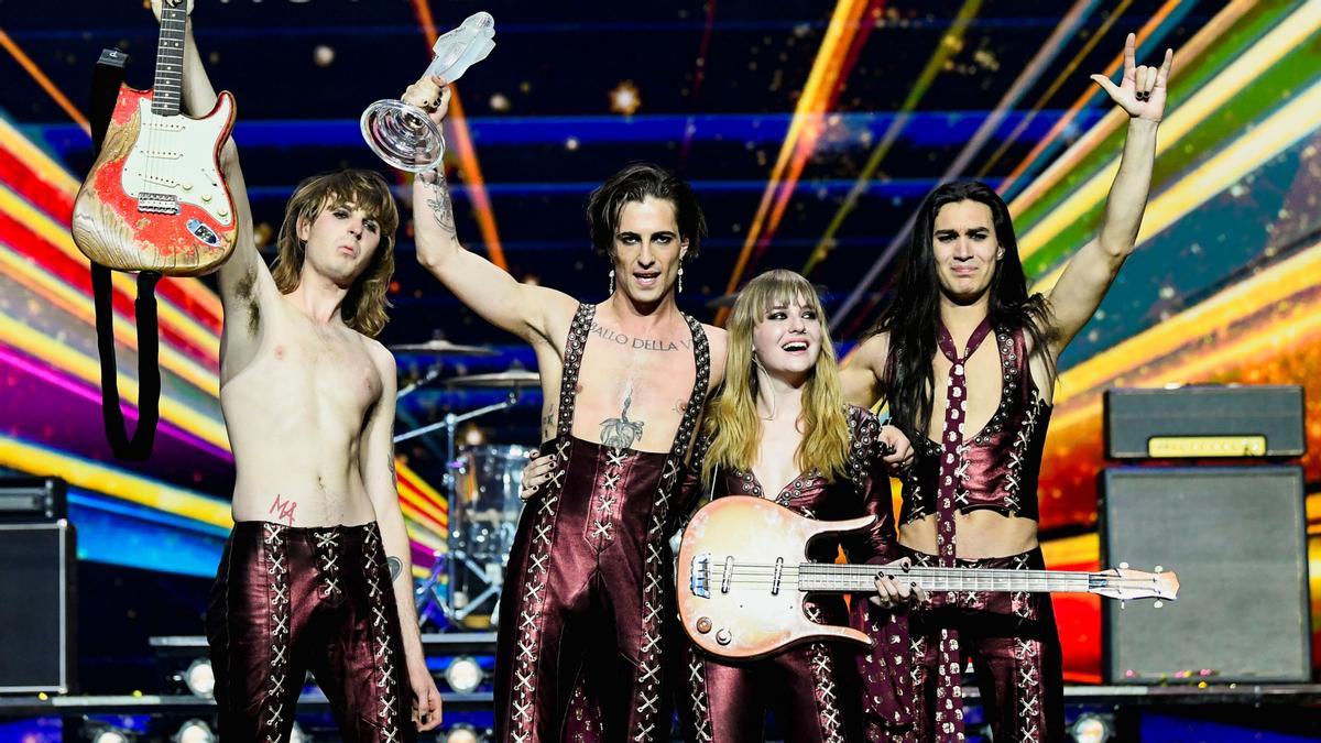 El grupo Maneskin, tras su victoria en el festival de Eurovisión