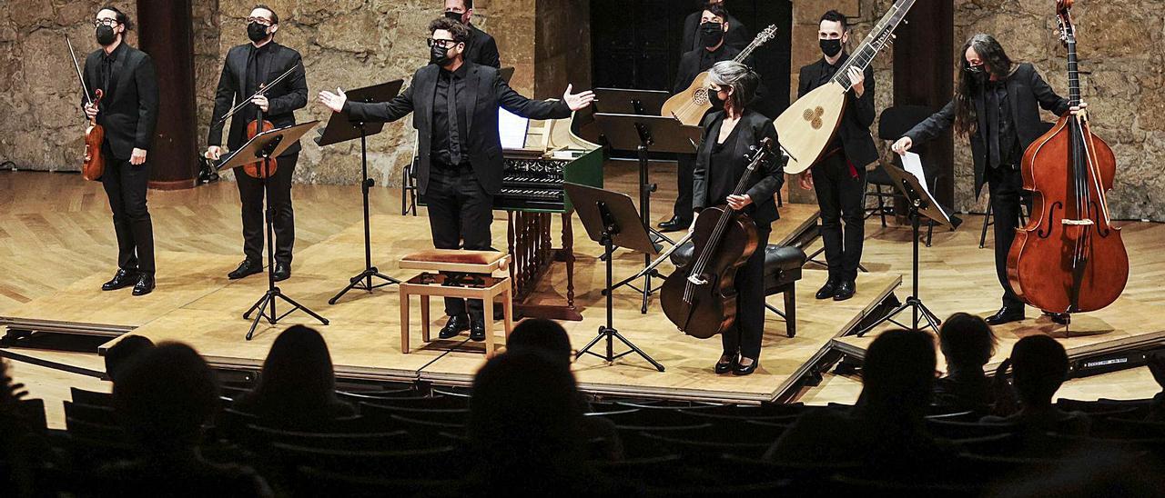 Los miembros de “Forma Antiqva”, durante su concierto de ayer en el Auditorio. | Irma Collín