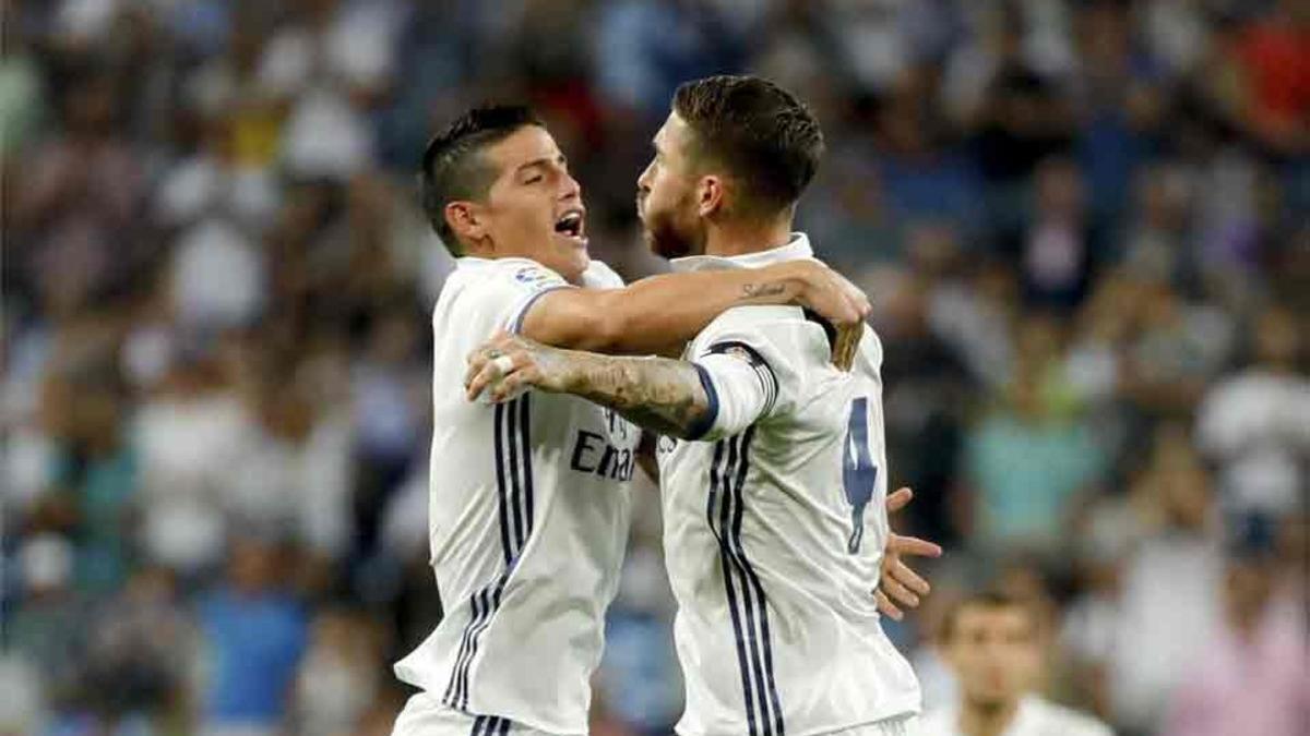 Sergio Ramos celebró muchos goles con James Rodriguez