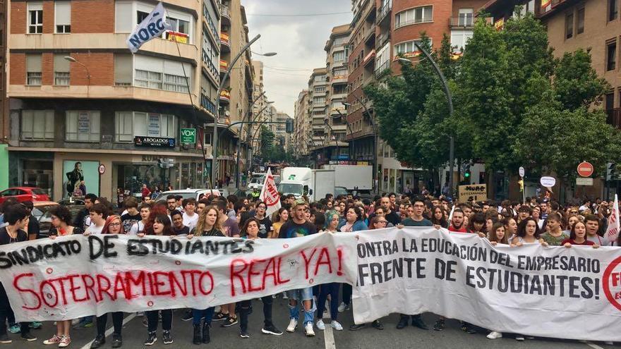 Estudiantes durante la manifestación