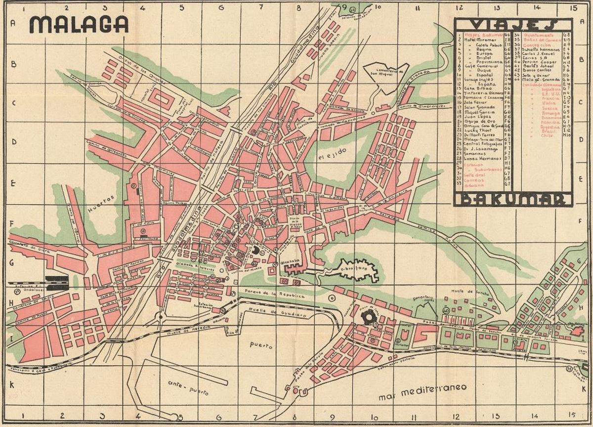 Plano de Málaga durante la II República.