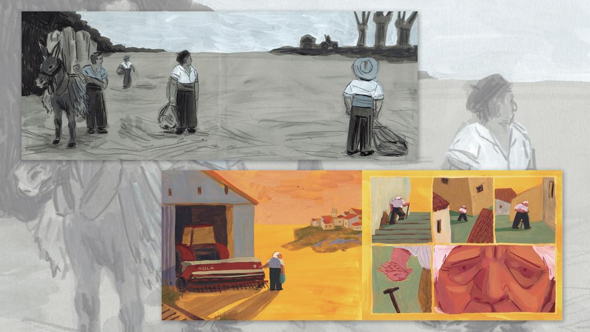 Dos páginas de ‘Barbecho’, una novela gráfica que nació como un trabajo de fin de máster y que ha acabado ganando uno de los premios más prestigiosos del mundo del cómic.