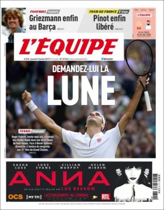 Portada L'ÉQUIPE sábado 13 julio 2019