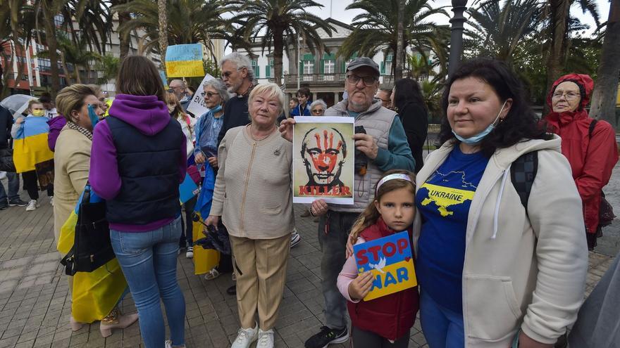 Manifestación contra la invasión rusa de Ucrania en Las Palmas de Gran Canaria