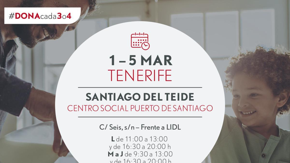 El Ayuntamiento sede en Puerto de Santiago un espacio temporal para donar sangre del 1 al 5 de marzo