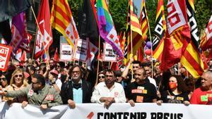 Cabecera de la manifestación Primero de mayo en Barcelona.