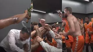 Así celebraron en el vestuario los jugadores de Valencia Basket y Pedro Martínez el pase a la Final Four