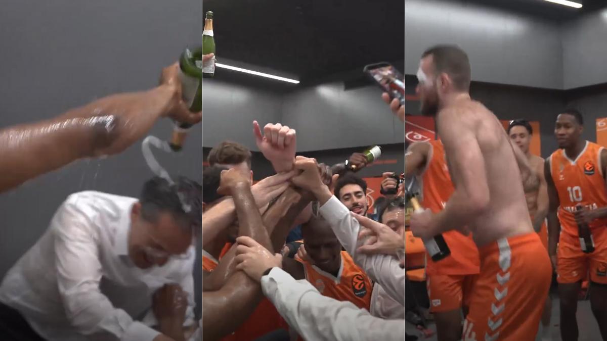 Así celebraron en el vestuario los jugadores de Valencia Basket y Pedro Martínez el pase a la Final Four