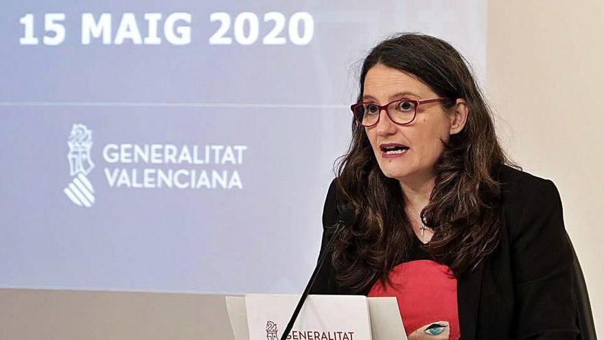 La vicepresidenta portavoz del Consell, Mónica Oltra, ayer, al informar del pleno.