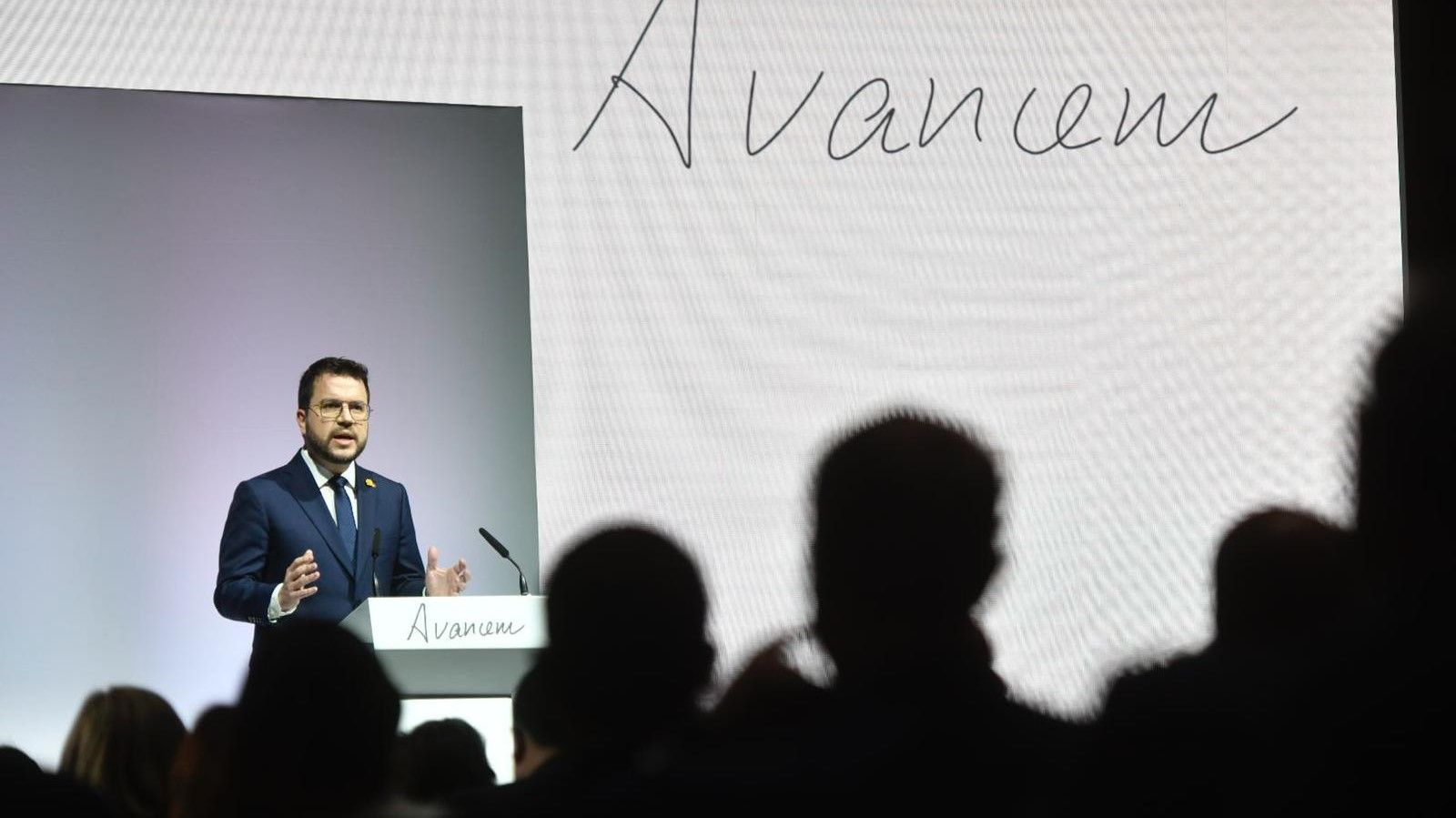 Pere Aragonès, durante su conferencia por el primer aniversario del 14-F.