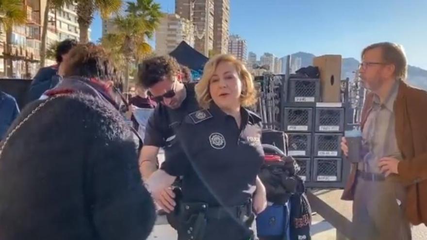 La actriz Carmen Machi durante el rodaje de «Nieva en Benidorm» de Isabel Coixet.