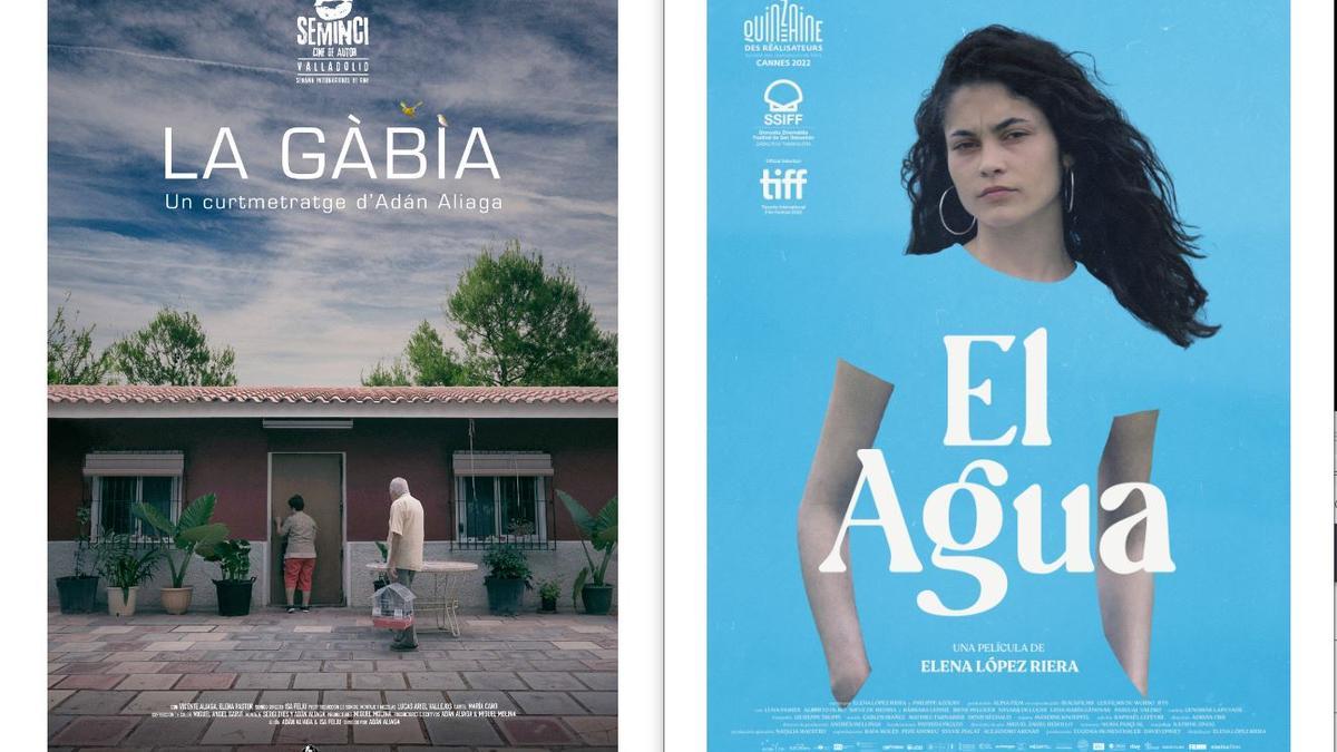 Carteles de &quot;La Gàbia&quot; y &quot;El agua&quot;, con Luna Pamies