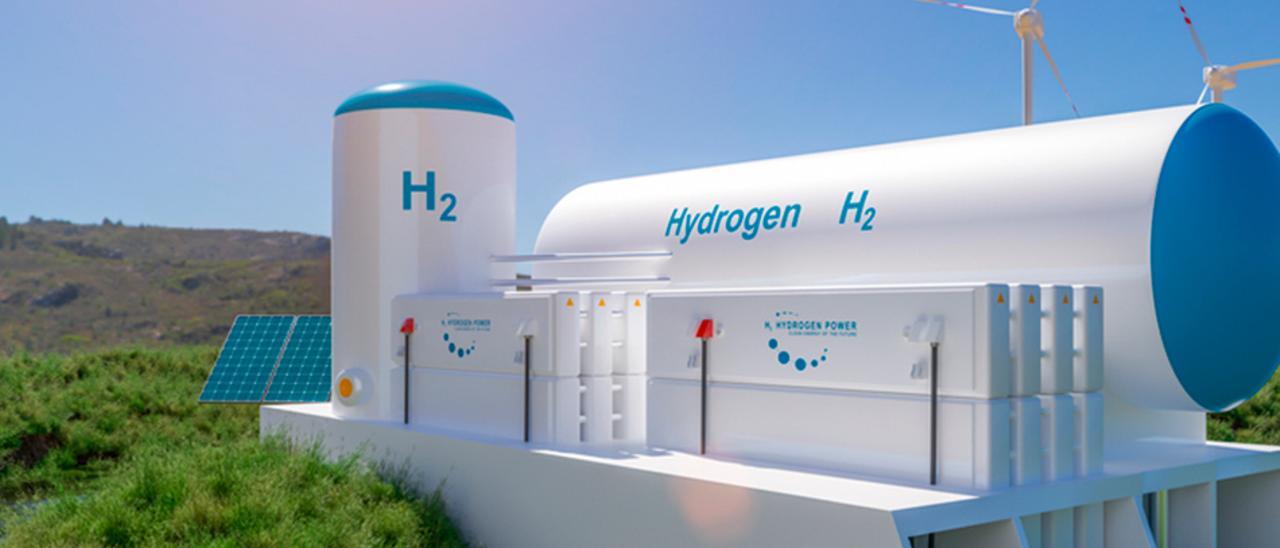 Una imagen de una planta piloto de producción de hidrogeno verde.