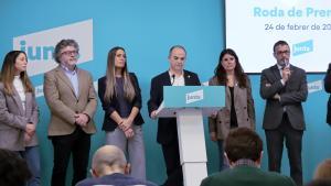 El secretario general de Junts, Jordi Turull, durante la rueda de prensa posterior a la ejecutiva