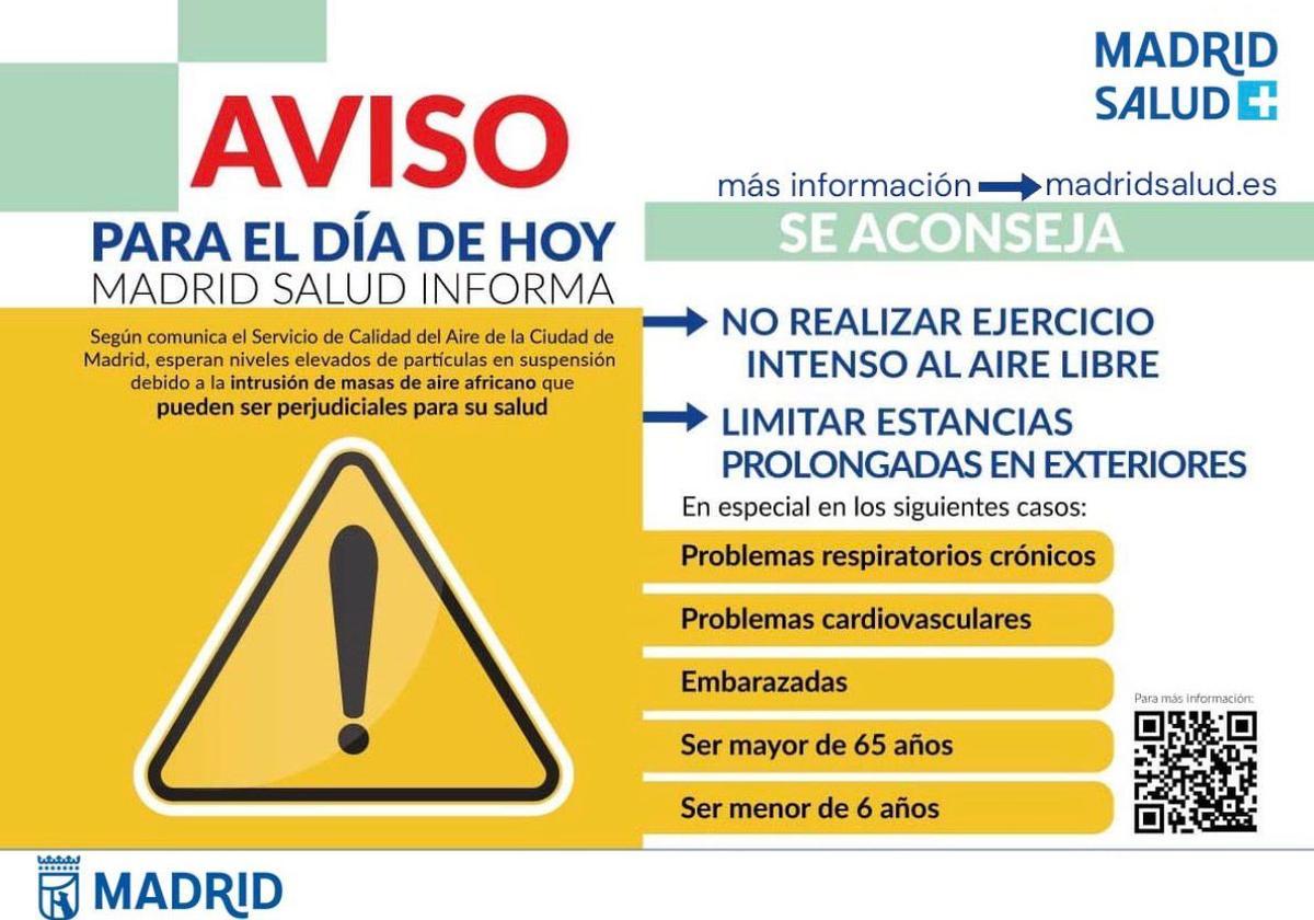 Aviso de Salud Madrid debido a las altas temperaturas.