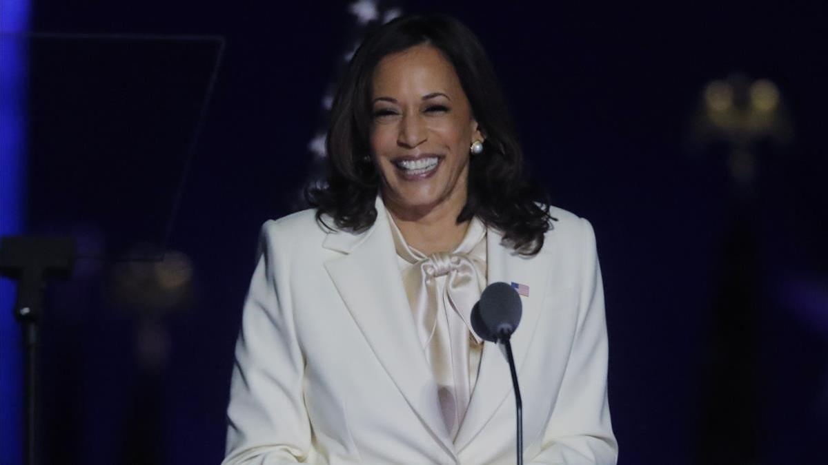 La vicepresidenta electa de EEUU Kamala Harris, durante su discurso del 8 de noviembre del 2020