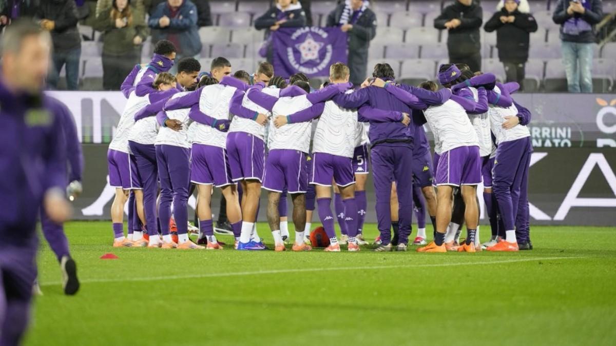 Los jugadores de la Fiorentina, antes de un partido