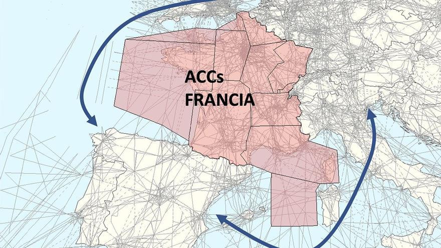 Die vorgesehenen Umleitungen von Enaire rund um den französischen Luftraum.