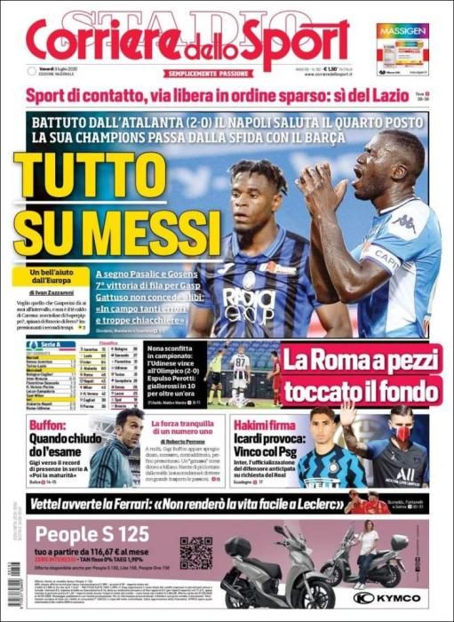 Portada CORRIERE DELLO SPORT viernes 3 julio 2020