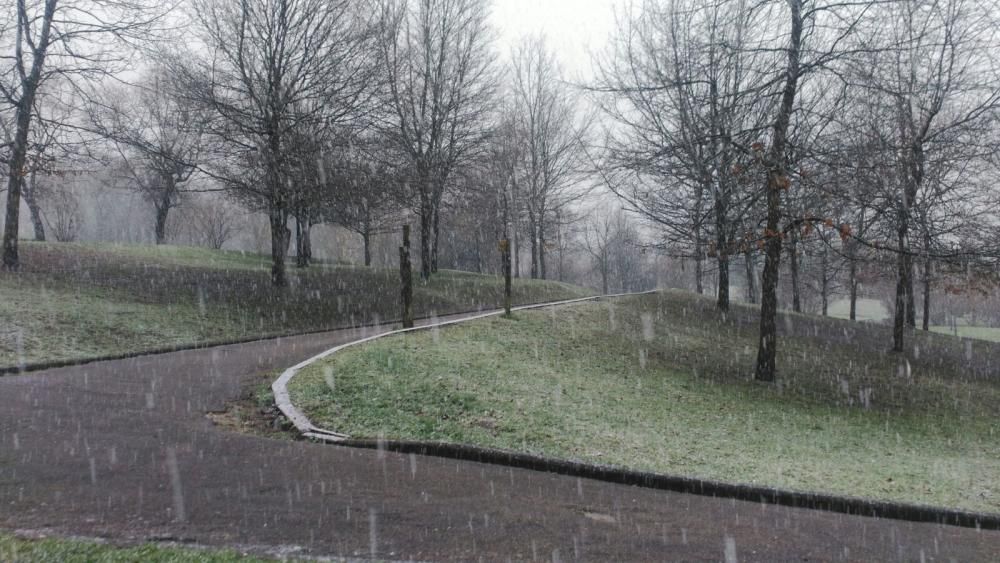 La nieve llega al centro de Oviedo