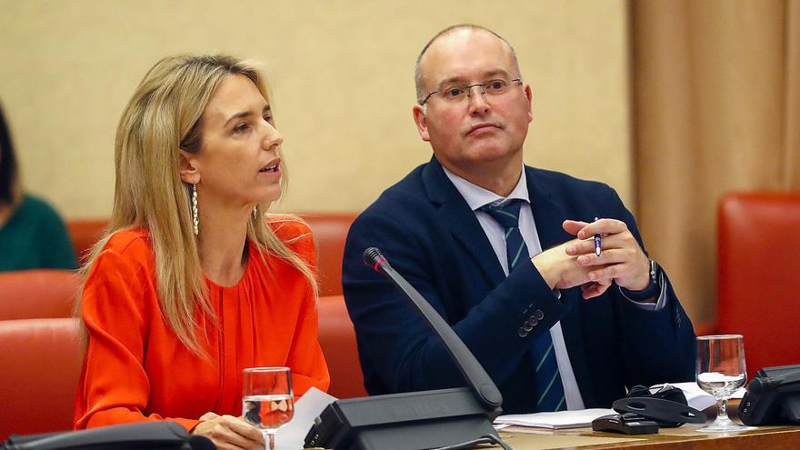 El portavoz parlamentario del PP, Miguel Tellado, y la diputada Cayetana Álvarez de Toledo, en la Diputación Permanente del Congreso.