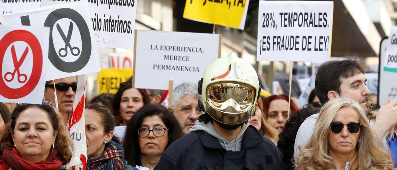 Protesta en Madrid por el abuso de la temporalidad, en febrero de 2020.