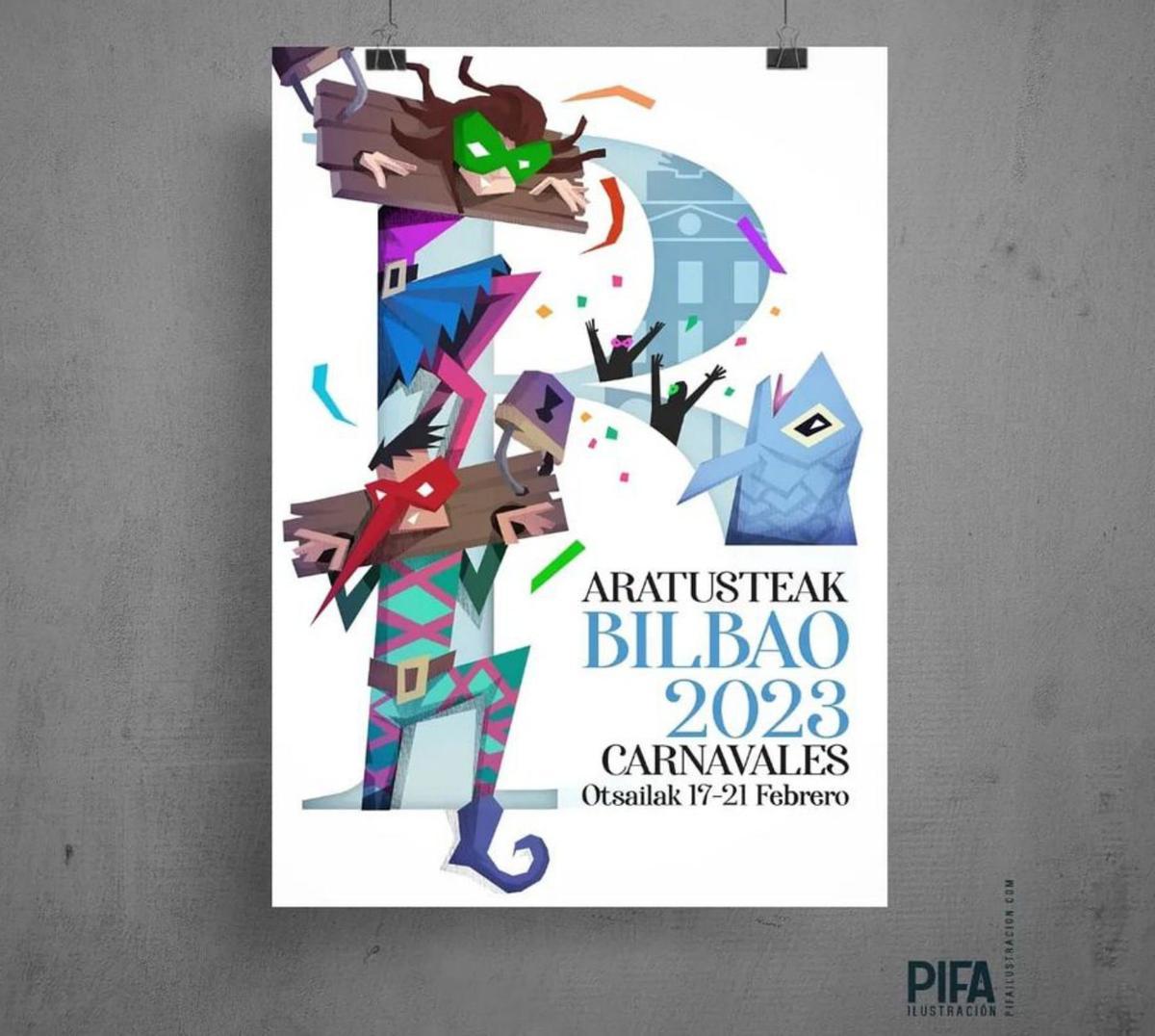 Cartel ganador para anunciar los carnavales de Bilbao este año. | Cedida