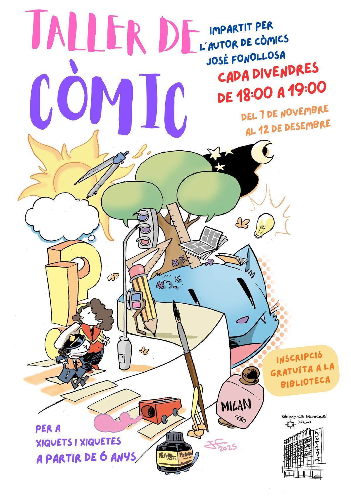 La Biblioteca municipal de Xàtiva acoge un taller de cómic dirigido a niñas y niños a partir de 6 años